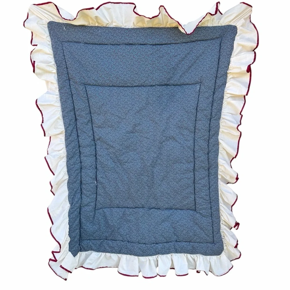 Vintage Daisy Kingdom Teddy Bear Country Geese Ruffled Crib Quilt 36x47 GUC